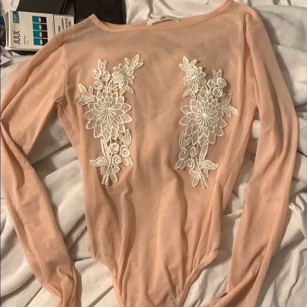 Mesh Too with Floral Appliqué